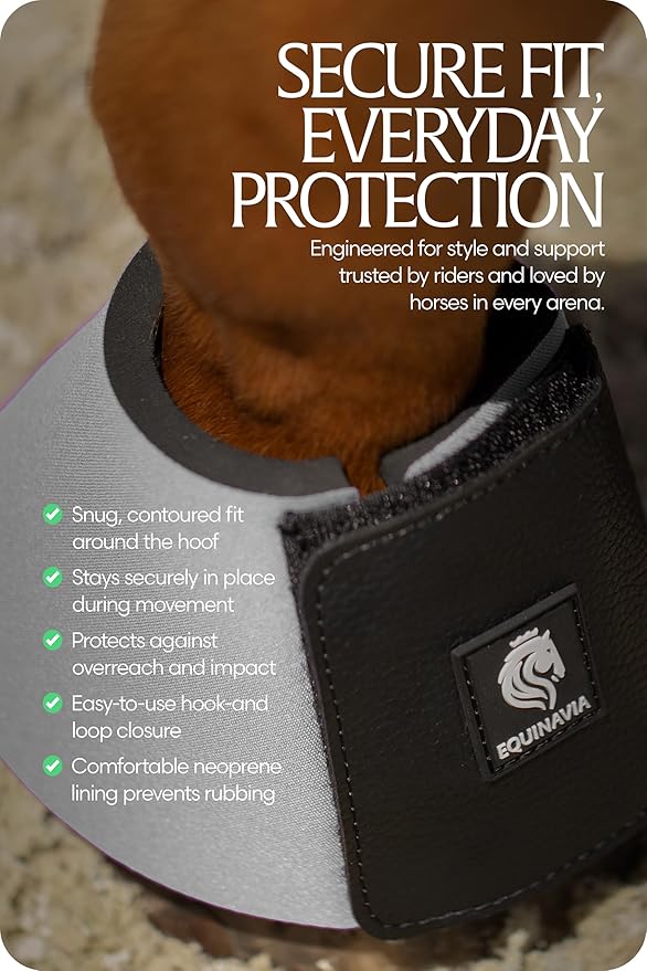Equinavia Toki Bell Boots for Horses | Neoprene Overreach Boots - Steel Grey - M