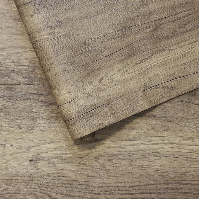 BOMENG Extra Wide Brown Wood Contact Paper Peel and Stick Wallpaper 24"x197"