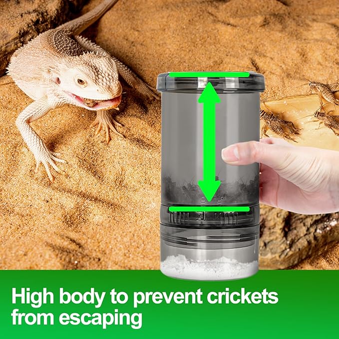 Cricket Calcium Powder Mixer, Reptile Cricket Keeper, Reptile Calcium Duster for Bearded Dragon Gecko Lizard Snake Chameleon