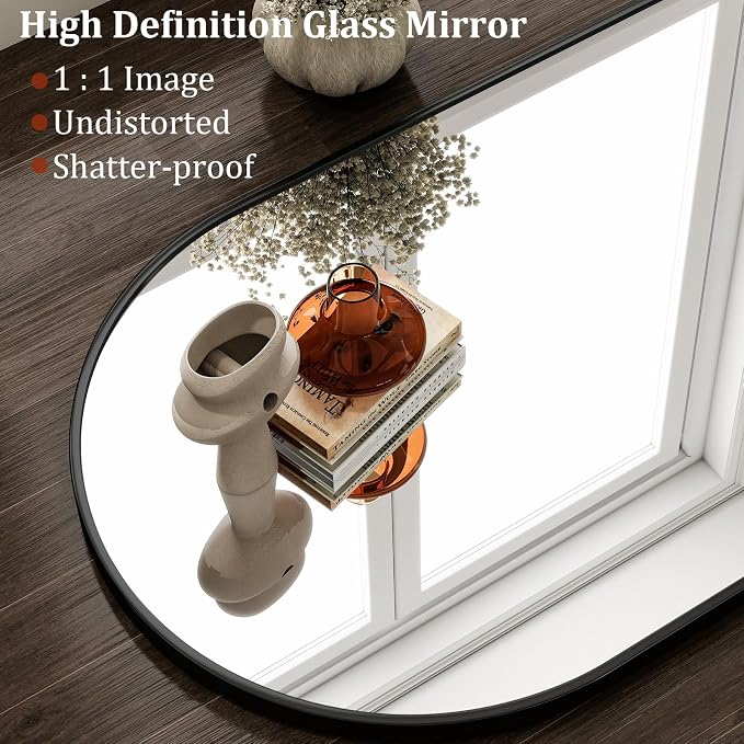 HARRITPURE Arched Wall Mirror – 26"x38" Arch Bathroom Mirror Metal Frame Vanity