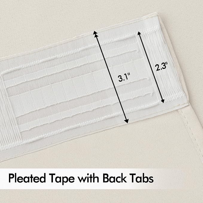MIULEE Ivory Back Tab Blackout Curtains 90 Inches Long 2 Panels Set