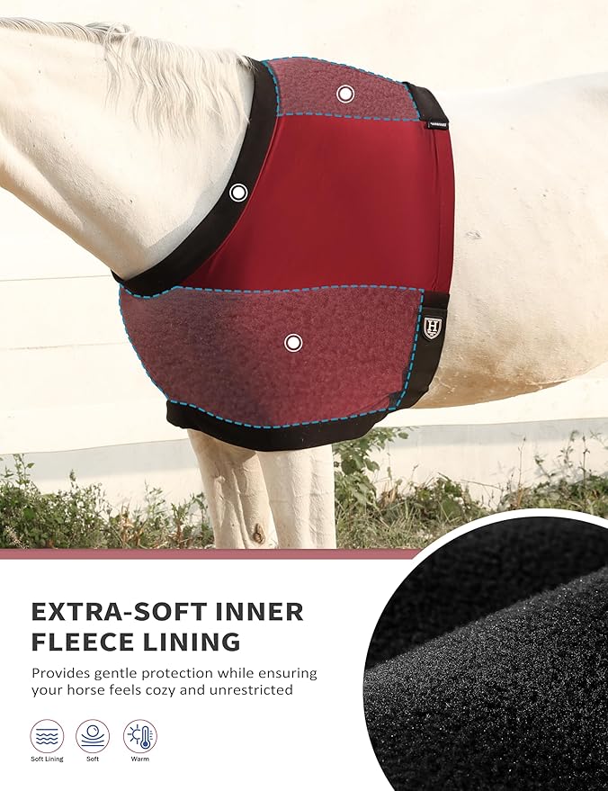 Harrison Howard Horse Shoulder Guard Thick Stretchy with Inner Soft Fleece Lining Adding Comfort Prevents Chafing Burgundy L
