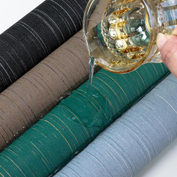 Black Grasscloth Peel and Stick Wallpaper Texture Contact Paper A Set of 15.7"