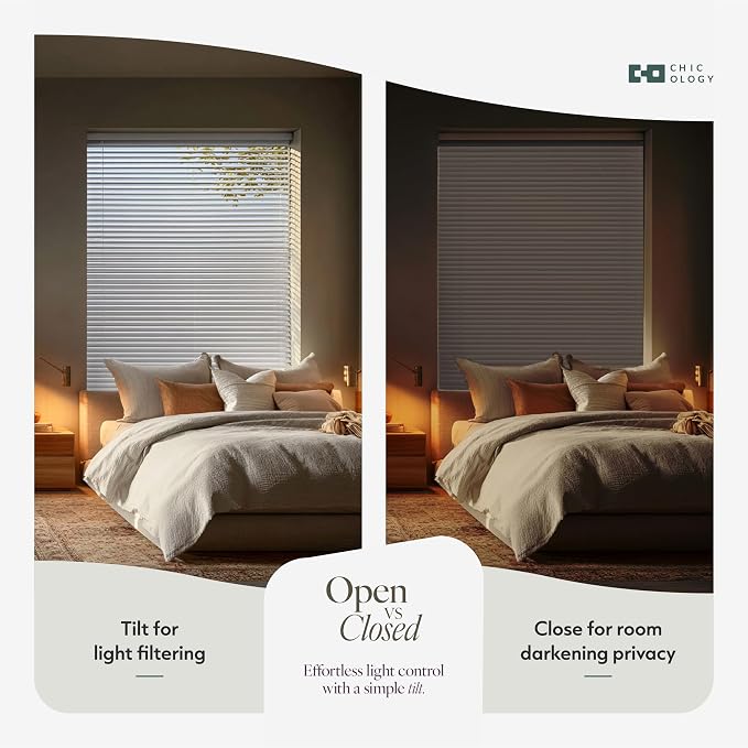 CHICOLOGY Cordless Mini Blinds for Indoor Windows, 24.75" W x 48" H, Light