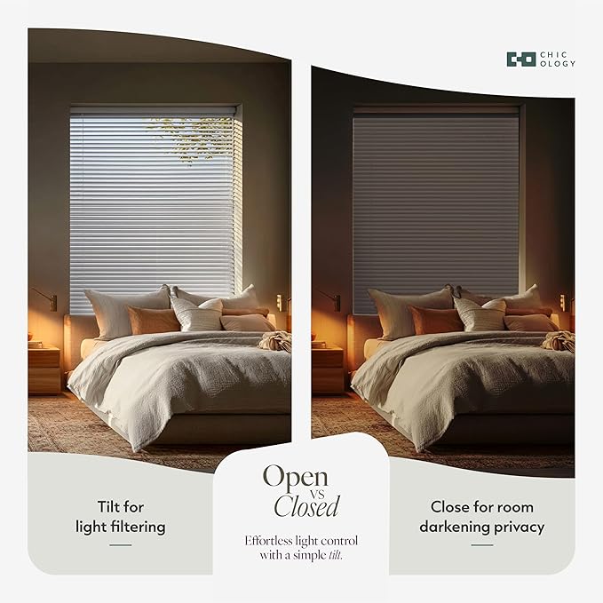CHICOLOGY Cordless Mini Blinds for Indoor Windows, 17.75" W x 36" H, Light