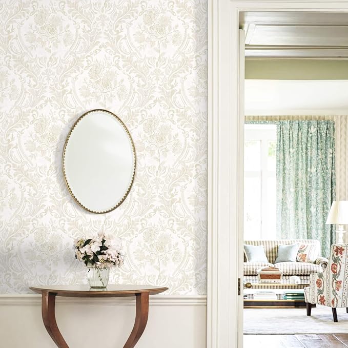Ismoon Floral Peel and Stick Wallpaper Vintage Beige Contact Paper Boho