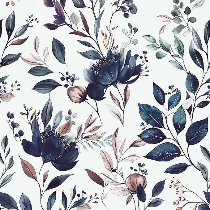 Yasinet Navy Blue Peel and Stick Wallpaper Blue Floral Wallpaper Vintage