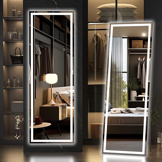 Hasipu Full Length Mirror with Lights, Full Body Dressing Standing, Hanging