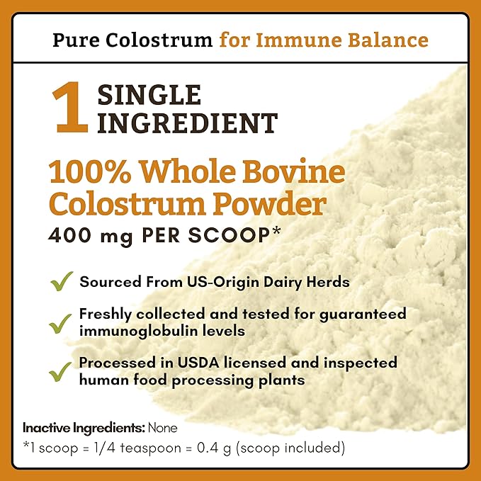 Wholistic Pet Organics Pure Colostrum - 2 Oz - Dog Allergy Relief & Itchy Skin Treatment, Senior Dog Supplements & Immune Support, Licking Paws Relief