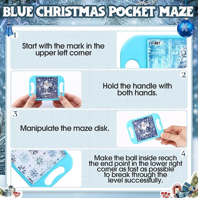 JellyArch 36 Pcs Mini Maze Puzzle Bulk Small Handheld Cube,Winter | Educational Handheld Travel Game, Classroom Exchange Return Gifts, Brain Teaser for Students and Adults, Portable Puzzle Set