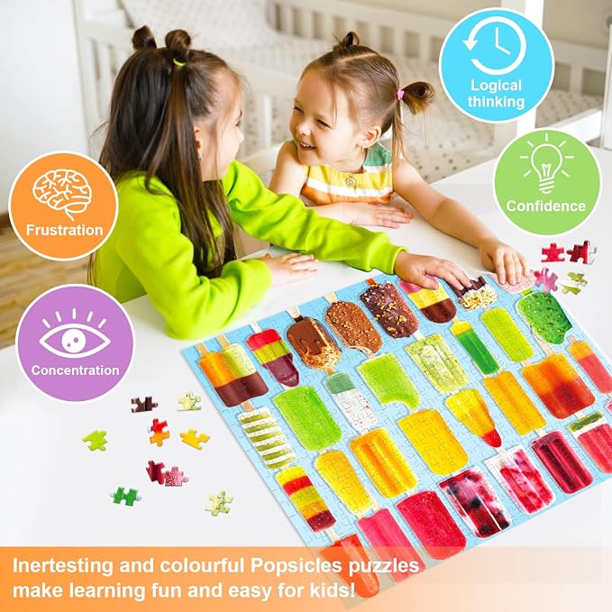 500 Pieces Jigsaw Puzzles for Adults and Teens and Kids Family Happy Gift Colorful Popsicles (Popsicles)