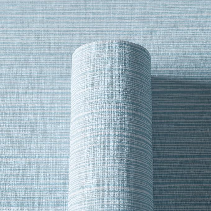 Grasscloth Textured Wallpaper Light Blue Linen Thick 24" X 394" Fabric Contact