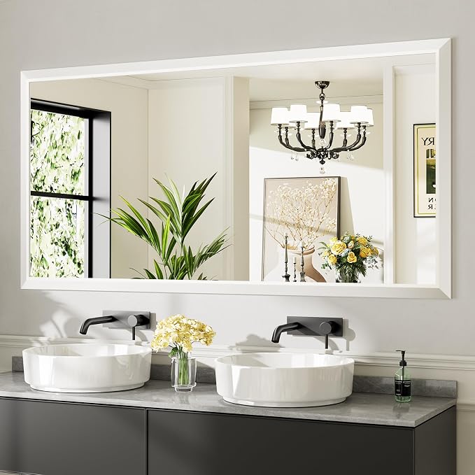 72x36 Inch White Bathroom Mirror