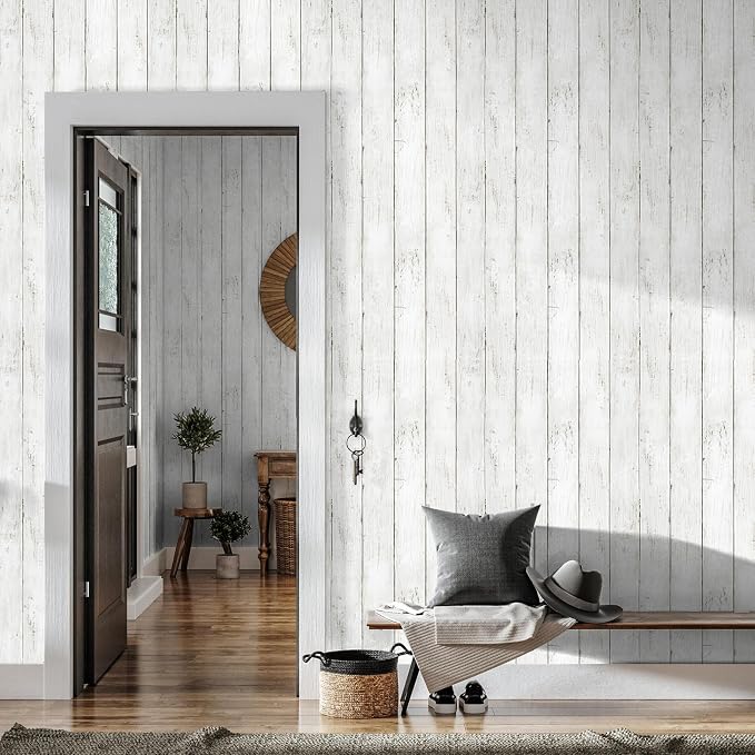 practicalWs Wood Shiplap Peel and Stick Wallpaper, Self Adhesive Faux Nature