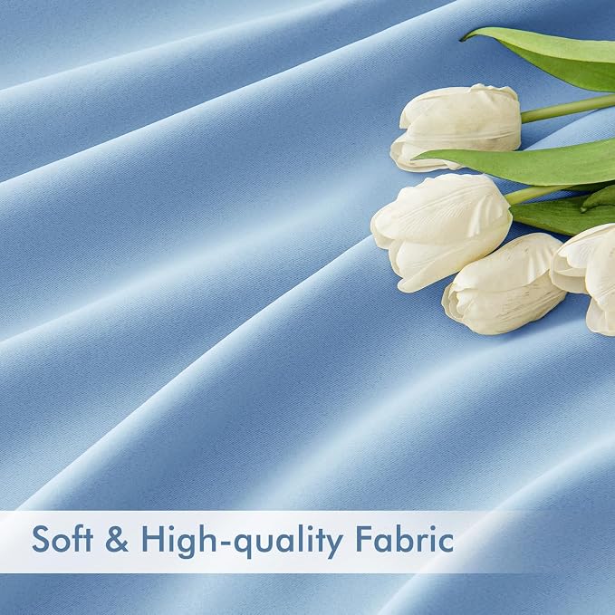 MIULEE Sky Blue Back Tab Blackout Curtains 108 Inch Long 2 Panels Set