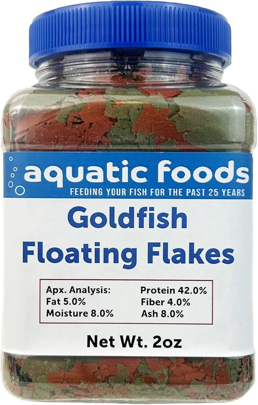 Aquatic Foods Inc. Goldfish Flakes, Premium Smaller Flakes for Aquarium Goldfish, Koi & Pond Fish- AFI Goldfish Flake…2oz Small Jar