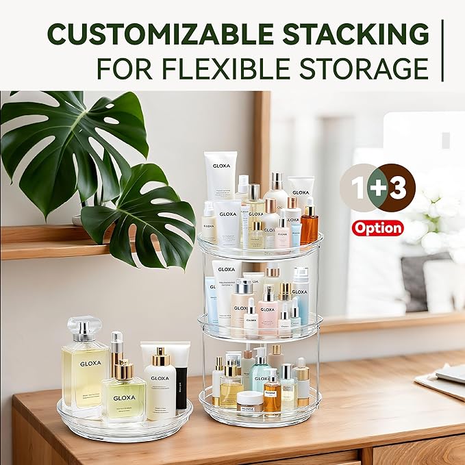 2 Tier Lazy Susan Turntable Organizer for Cabinet, 9.25'' Rotating Spice Rack Organization for Kitchen, Pantry, Bathroom, Vanity, Countertop, Medicine Storage, Seasoning Spice Organizer, 1 Pack