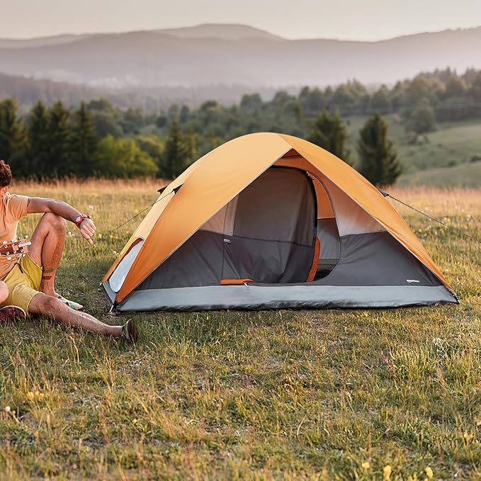 Amazon Basics Camping Tent, 3-Season Dome Design with Rainfly