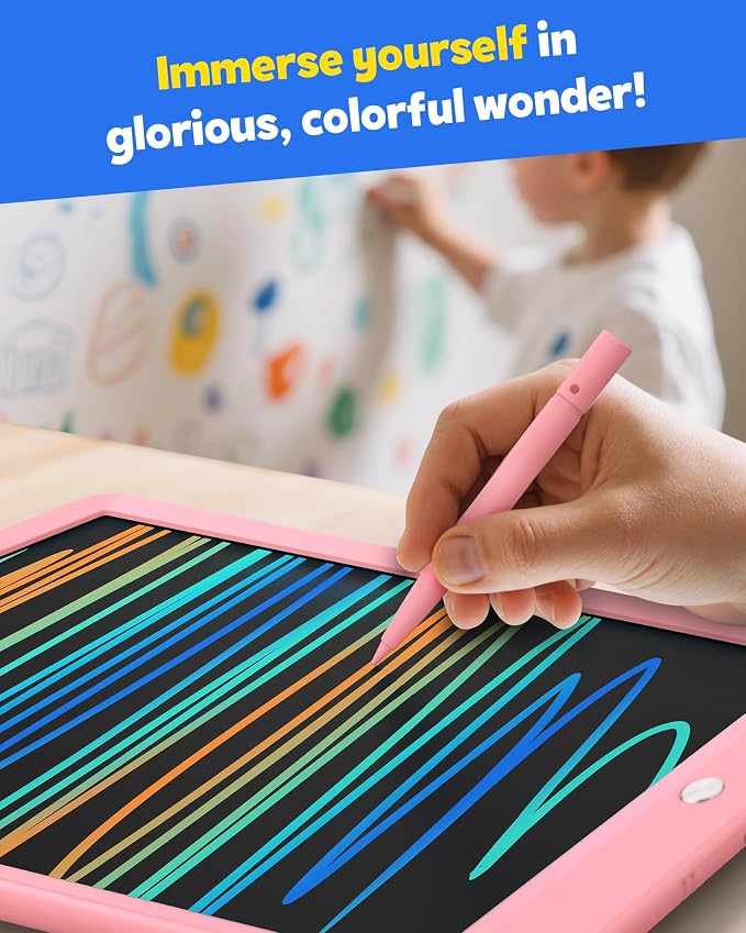 LCD Writing Tablet for Kids, 10-inch Coloring Drawing Pad, Mess Free Doodle Board, Christmas Gifts for Girls and Toddlers, Toys for 3 4 5 6 7 8 Year Old Boys (Pink) (Pack of 2)
