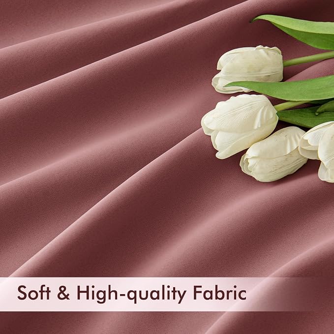 MIULEE Dusty Rose Back Tab Blackout Curtains 90 Inches Long 2 Panels Set