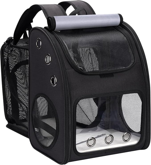 Cat Backpack Carrier, Expandable Pet Carrier Backpack for Cats & Small Pets, Super Ventilated Breathable Design, Airline Approved Portable Travel Backpack for Hiking, Camping & Outdoor Use