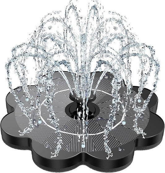 Yzert Solar Fountain Flower Shape-No Battery, Glass 3.5W Solar Water Fountain with 7 Nozzles & 4 Fixer Rods,Solar Fountain Pump for Bird Bath, Outdoor, Pool, Garden, Pond & Flower Pot