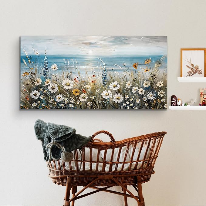 SERIMINO Large Wall Art for Living Room, Coastal Landscape Wall Decor, Beach