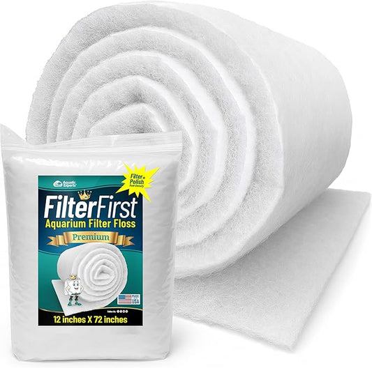 Aquatic Experts Aquarium Filter Floss for Fish Tank Filters - FilterFirst Aquarium Filter Pad - Media Roll for Crystal Clear Water, 3/4" - 1" Thick (12 Inch Wide, 72 Inch Long)