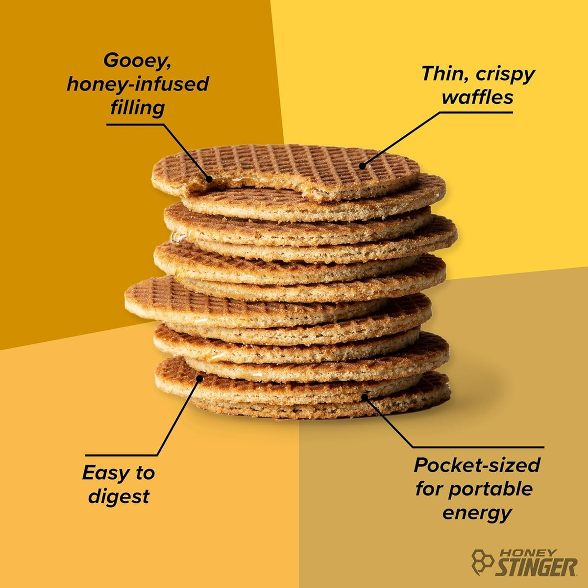 Honey Stinger Organic Honey Waffle, Energy Stroopwafel for Exercise, Endurance and Performance, Sports Nutrition for Home & Gym, Pre & During Workout, 25.44 Ounces (Pack of 24)