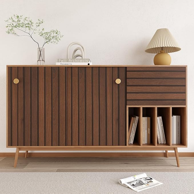 VEELIKE Walnut Wood Slat Peel and Stick Wallpaper Wood Contact Paper