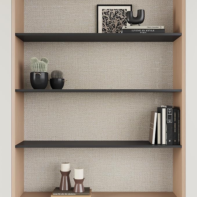 VEELIKE Beige Grasscloth Peel and Stick Wallpaper Textured Grass Woven