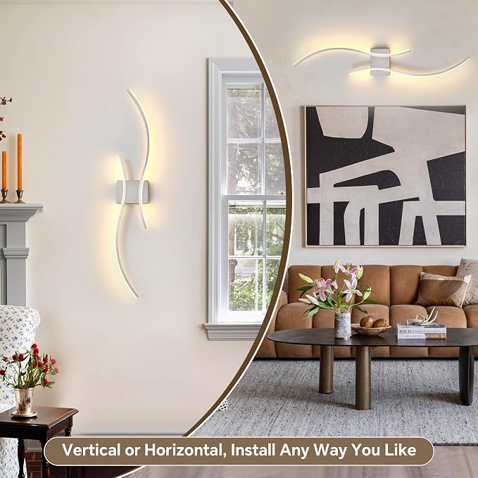 Battery Operated Wall Sconce Set of Two, Dimmable Modern LED Rechargeable Wall