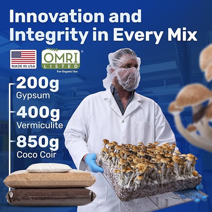 Surfin' Spores Dry Mushroom Substrate Mix | Produces 40 Pounds of Pasteurized Bulk Substrate | CVG Blend (Coco Coir, Vermiculite, Gypsum)