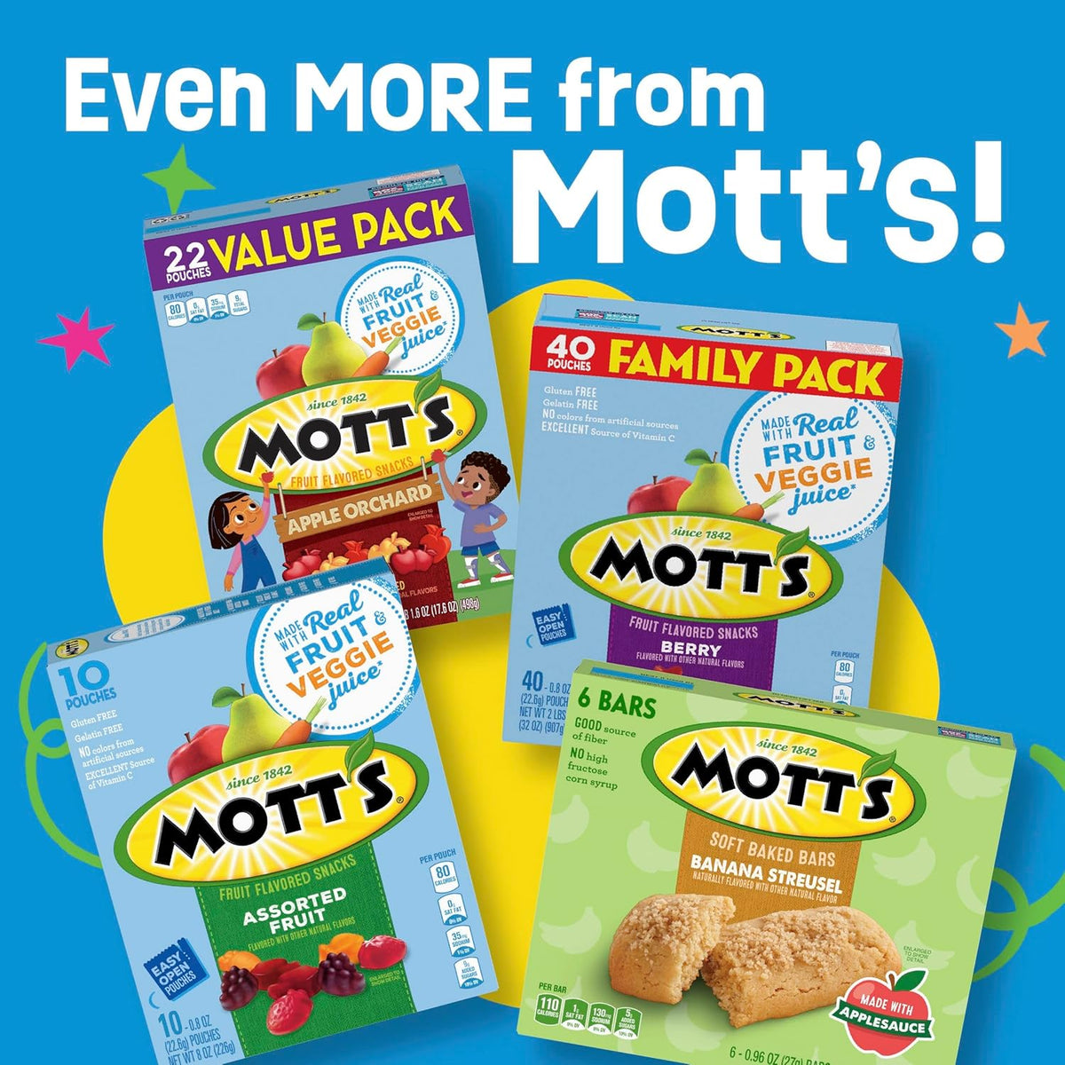 Mott's assorted fruit flavored snacks, gluten-free, family pack, 40-count, 32 oz