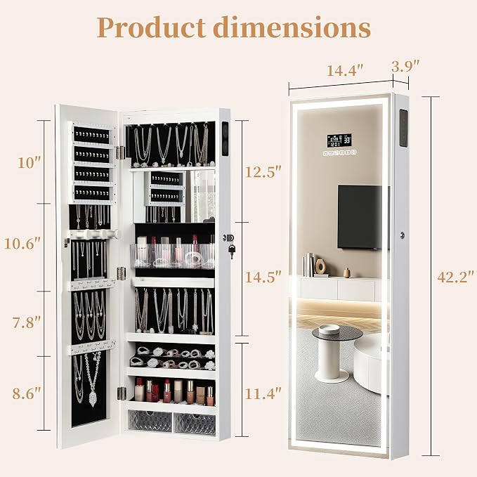 LED Mirror Jewelry Cabinet