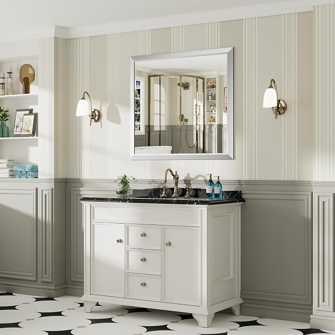 40x36 Inch Brushed Silver Bathroom Mirror