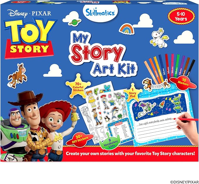 Skillmatics Story Art Kit – Disney•Pixar Toy Story, Storytelling Craft Kit | DIY Craft Kit with 100+ Stickers, Markers & Story Pad, Scrapbooking & Writing Activity, Gift for Kids Ages 5, 6, 7, 8, 9, 10
