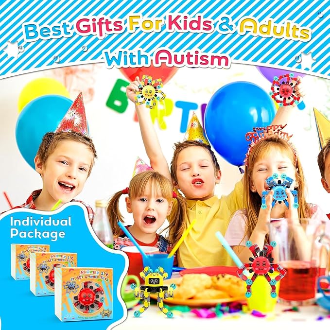 Transformable Fidget Spinner Toys for Kids and Adults,3 Pcs Travel Toys for Boys Girls Sensory Toy ADHD Stress Relief Toy,Party Favors Birthdays Gifts for Teens Road Trip Travel Essentials