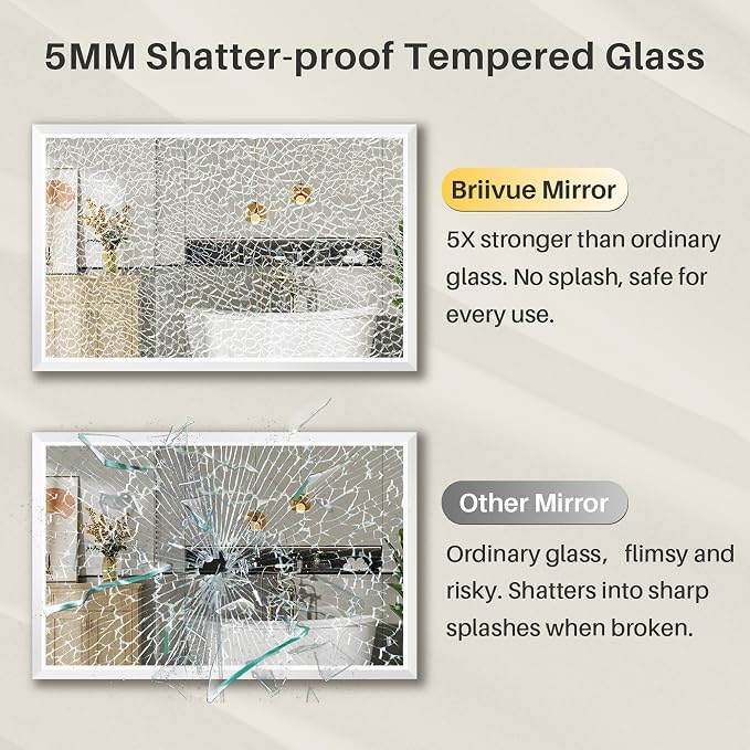 48x36 Inch White Bathroom Mirror