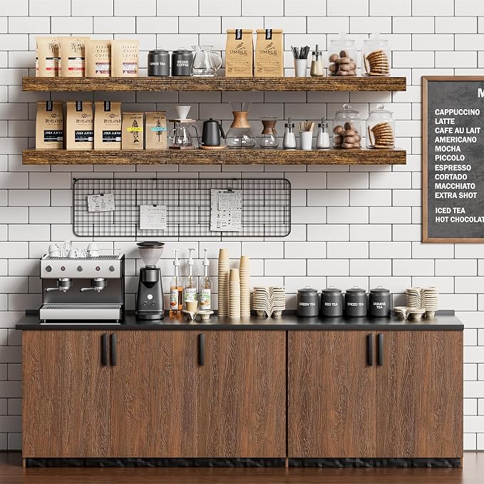 Floating Shelves for Wall 48 Inches Long, 9.3" Deep Rustic Brown Floating Shelf