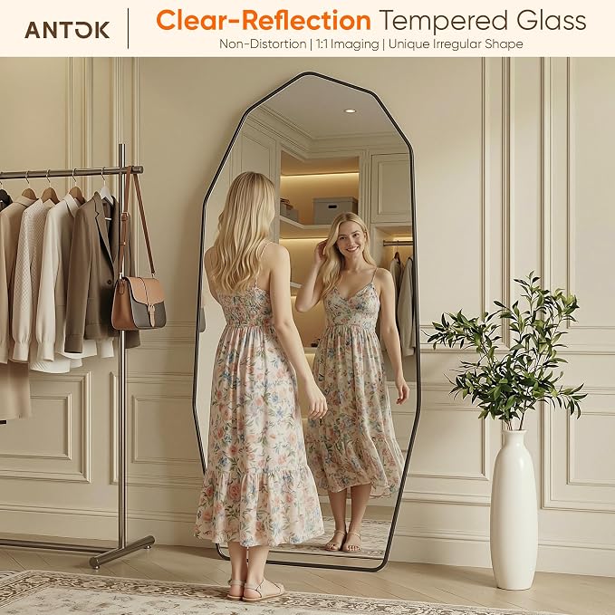 Antok Full Length Mirror, Free Standing Wall Mounted or Leaning Full Body Mirror