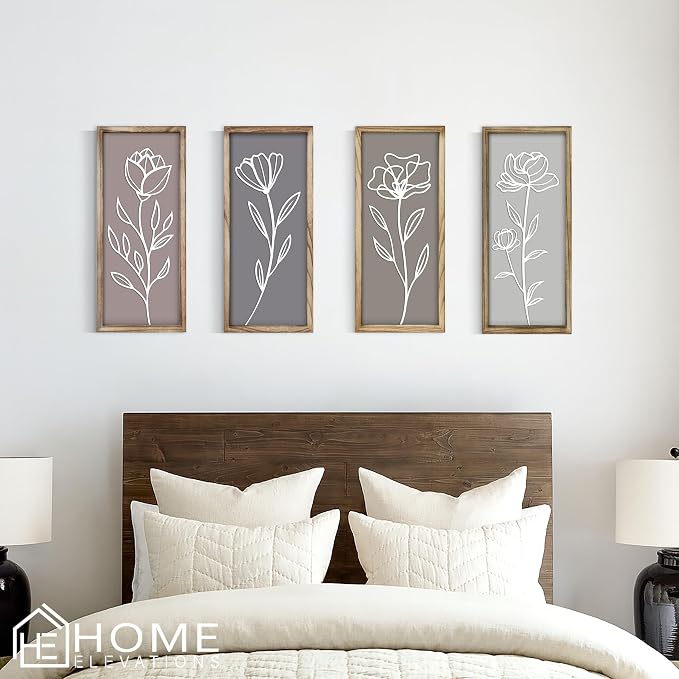 Product Elevations 3D Bathroom Art Set of 4 – Wooden Framed Wall Art