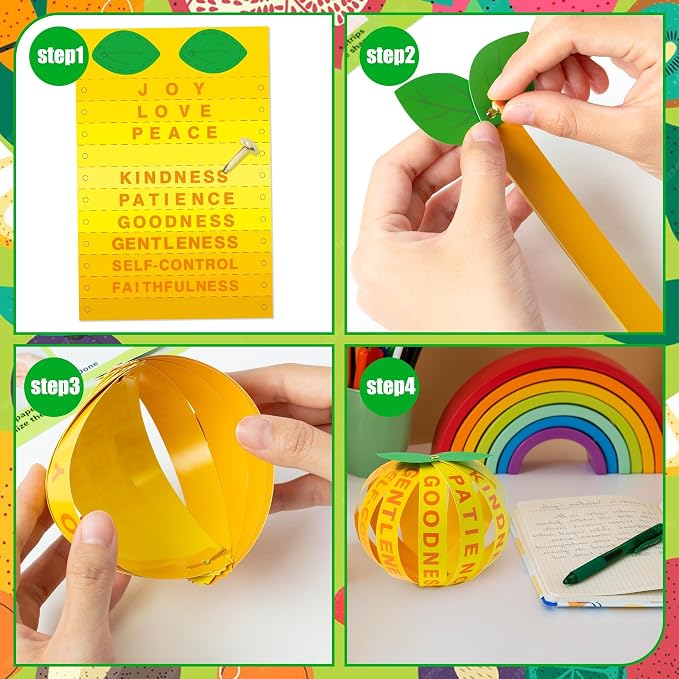Aginc Berry Bible Fruit Craft Kit - 28 Set DIY Accent Fruitage of the Spirit Fruit Strip Craft Kit for Kids Sunday School Church Activity, DIY Fruits Bible Crafts for Thanksgiving and Fall Project