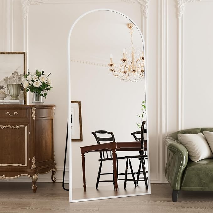 Rowjut Large 71"x30" Arched Full Length Mirror White Floor &Standing