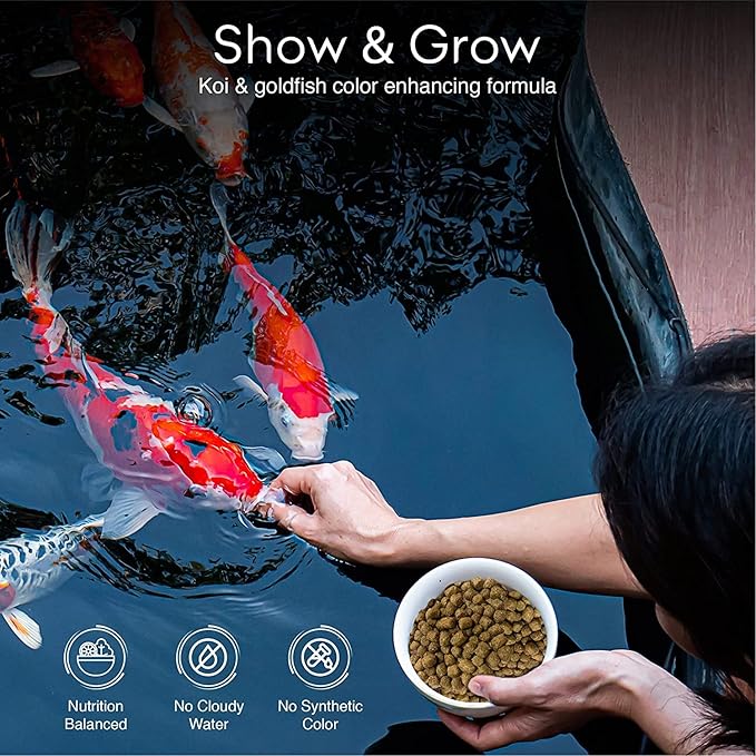BIG Kahuna Koi Fish Food- 4.5 lbs Jug – Made in The USA - Koi Food Floating Pellets – 3/16" - 1/4" Pellet Size – 32% Protein Fish Food – Rich in Nutrients