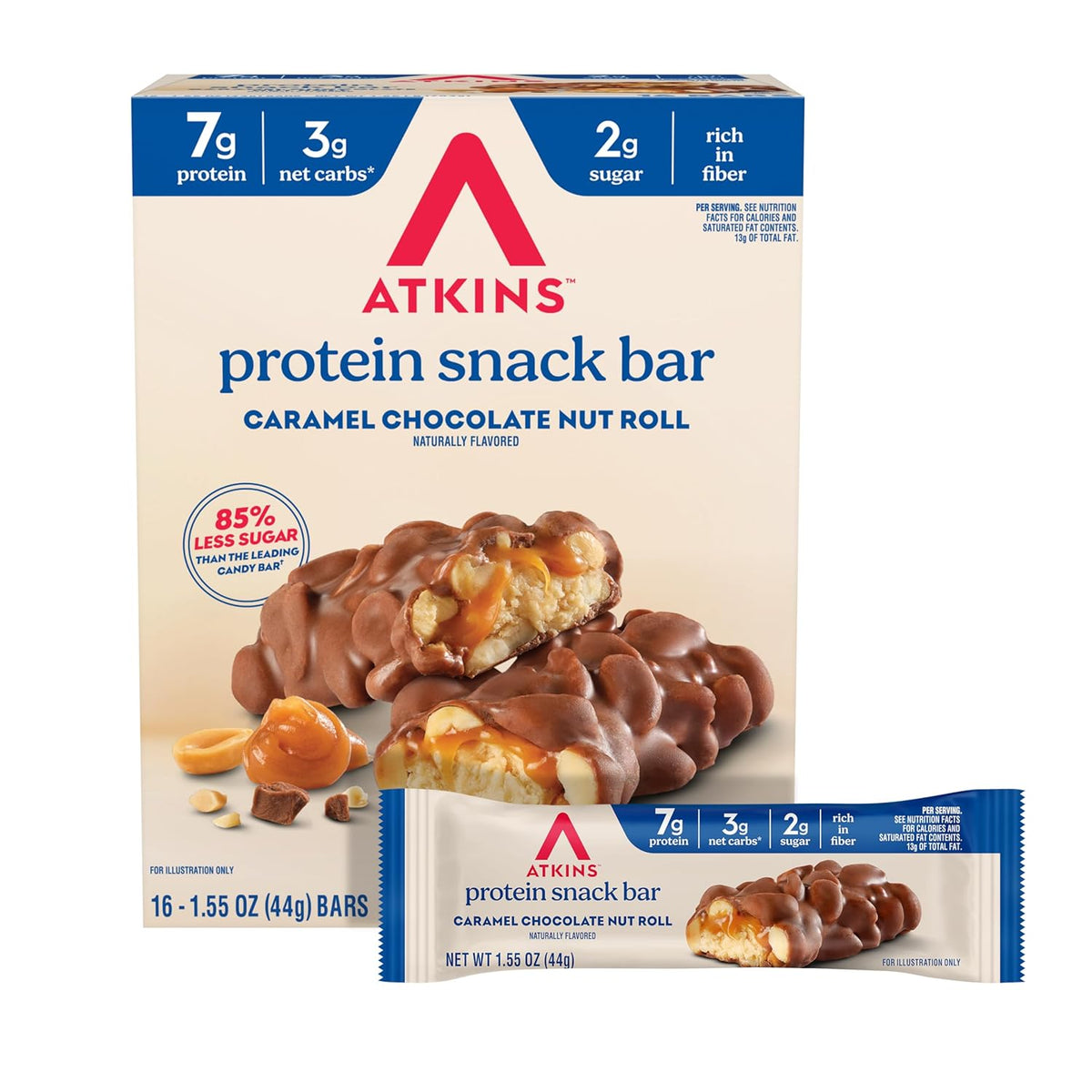 Atkins Lemon Flavored Snack Bar, High Protein Bar, Low Sugar and Low Carb, Keto Friendly Snack, Gluten Free, High in Fiber, Made with Real Almond Butter, 16 Count