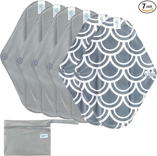 Leekalos Reusable Menstrual Pads - Bamboo Menstrual Cloth Pads | Light Incontinence Pads | Reusable Sanitary Pads - Pack of 6, 1 Cloth Mini Wet Bag