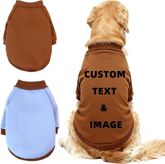 Custom Dog Hoodie, Personalized Sweatshirt with Photo Text Name Logo, Customized Hooded Sweater for Small Medium Large Dogs & Cats (Coffee, Small)