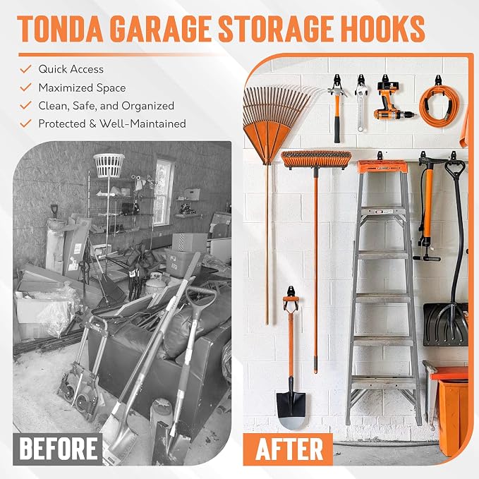 TONDA Garage Hooks, 20 Pack Garage Organization, Wall Storage Hooks Heavy Duty