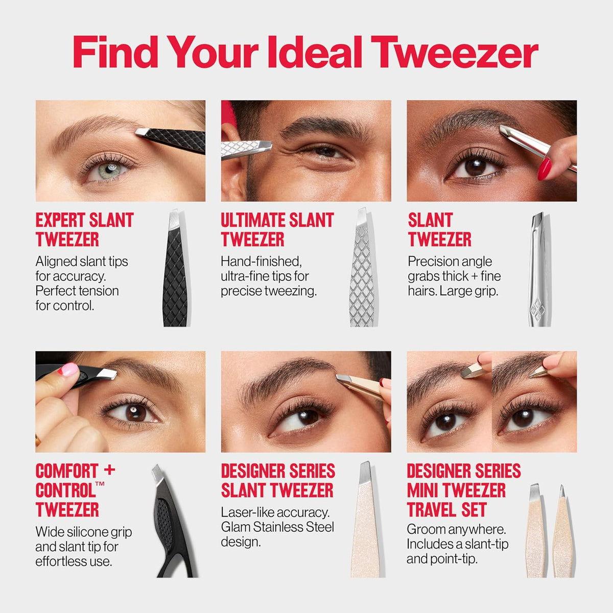 Revlon Expert Slant Tweezer, High Precision For Easy Hair Removal, Made With Stainless Steel, Stocking Stuffer for Women & Men, 1 count